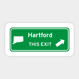 Hartford, Connecticut Highway Exit Sign Sticker